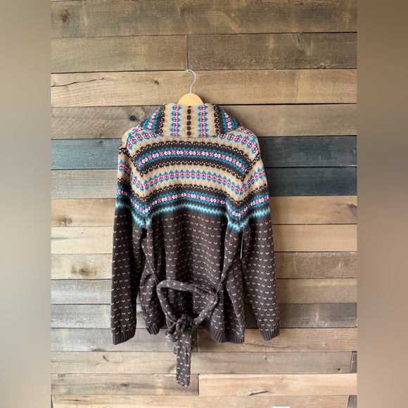 Vintage Southwestern Knit Cardigan Blanket Wrap Boho Cotton Chaps - Picture 13 of 15